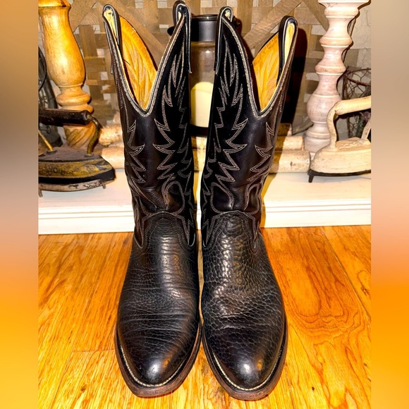 Valentino Palomino 932 Black Mens Size 10.5 EE Leather USA Cowboy boots GUC - Picture 13 of 13